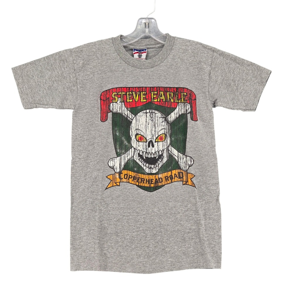 Steve Earle Copperhead Road T Shirt Mens Small Gray Union USA‎ Made Tubular Vtg